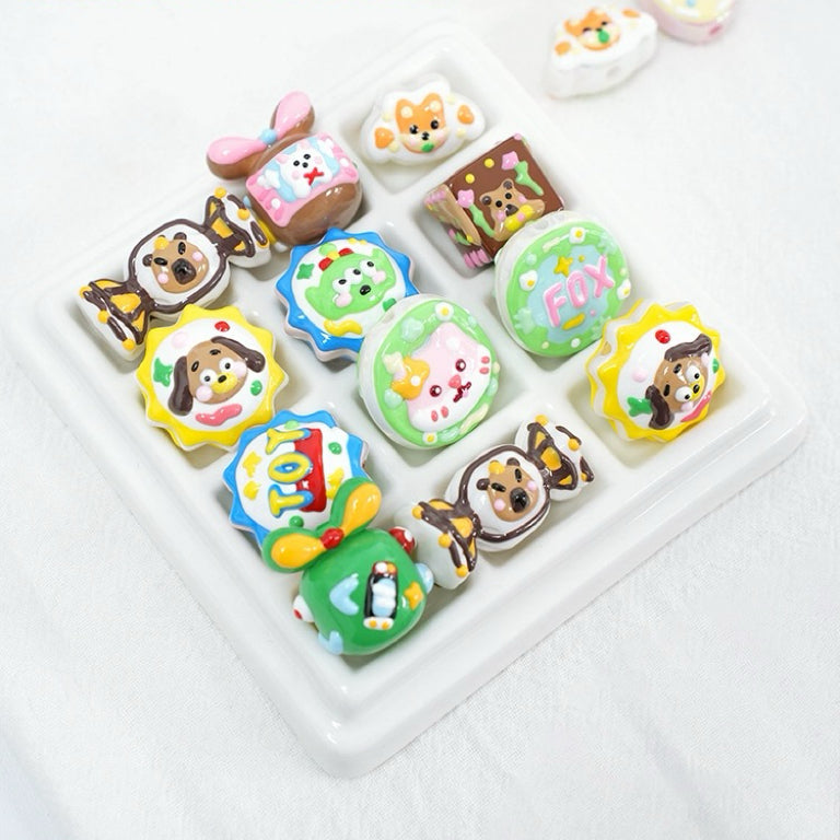 Cartoon Alien Hand-Painted Beads