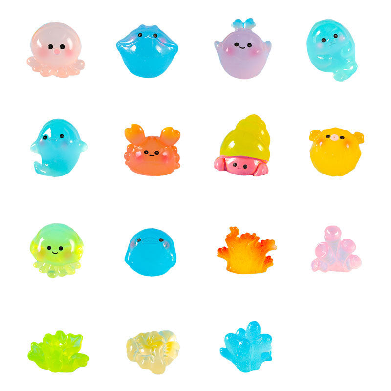 20pcs/Micro landscape ornament cute luminous marine animal resin accessories