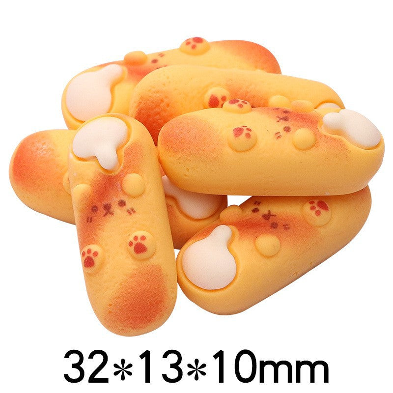 20Pcs/cream Glue DIY Accessories, Handmade Materials Simulation Bread Sushi Biscuits Mixed Snacks