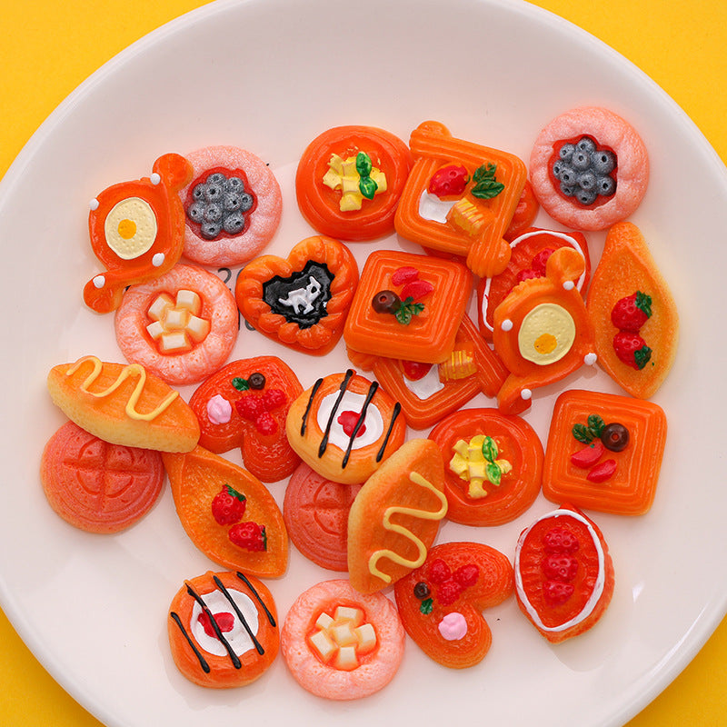 20Pcs/cream Glue DIY Accessories, Handmade Materials Simulation Bread Sushi Biscuits Mixed Snacks