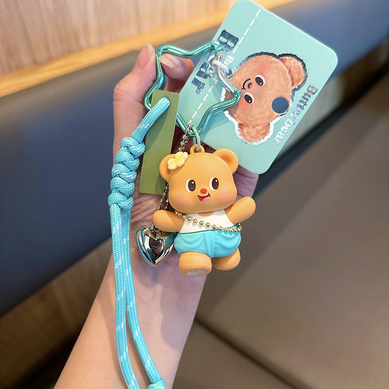 2025 New Genuine Dessert Master Thai Butter Bear Keychain Couple Keychain School Bag Pendant Women's