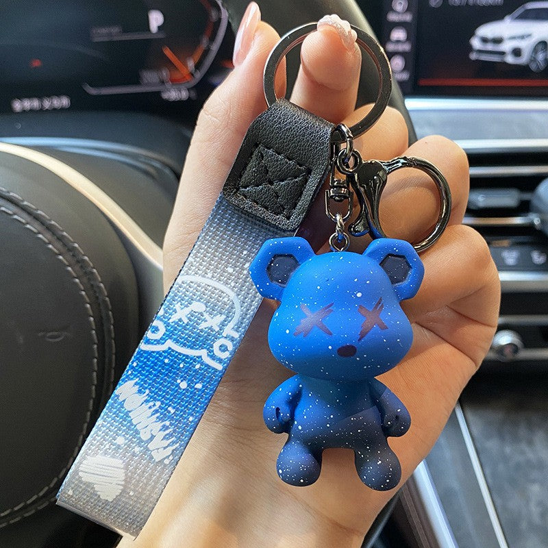 Gradual change color bear keychain car key chain bag pendant