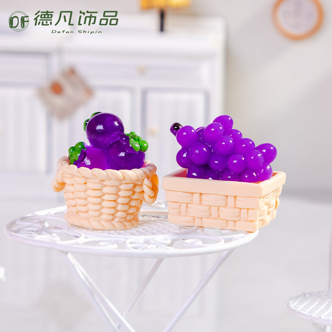 Fruit Basket Mini Luminous Desktop Car Small Ornament Handicraft DIY Resin