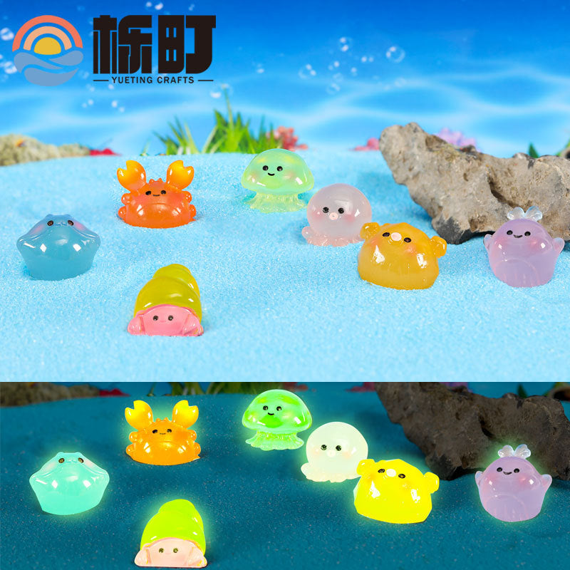 20pcs/Micro landscape ornament cute luminous marine animal resin accessories