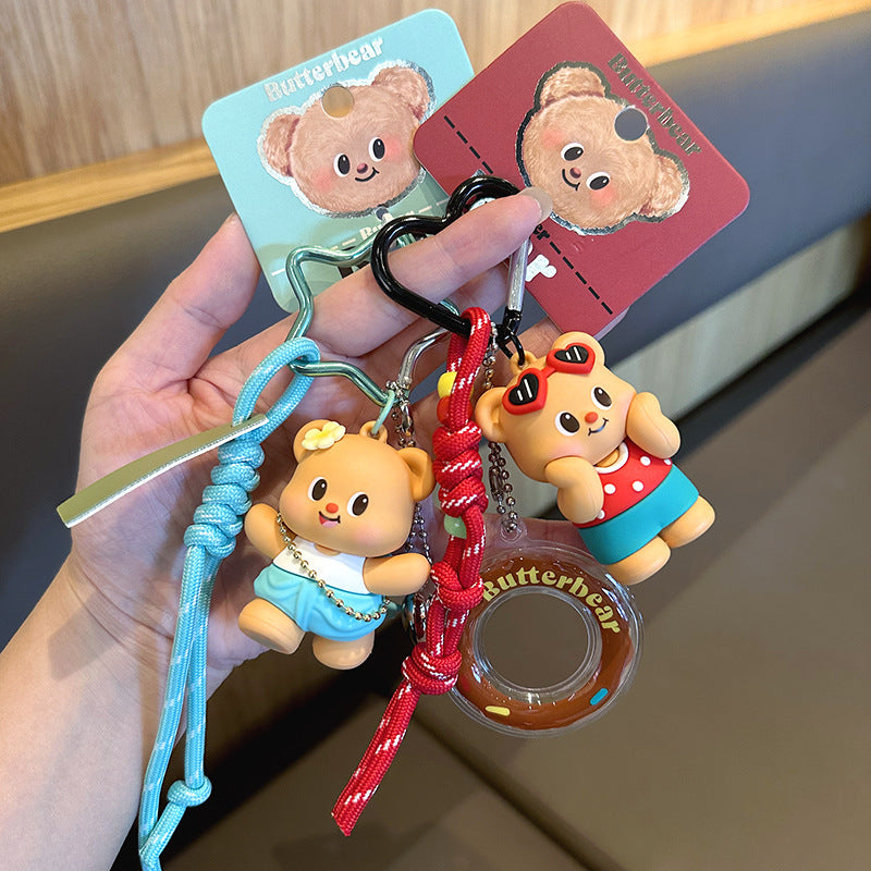 2025 New Genuine Dessert Master Thai Butter Bear Keychain Couple Keychain School Bag Pendant Women's