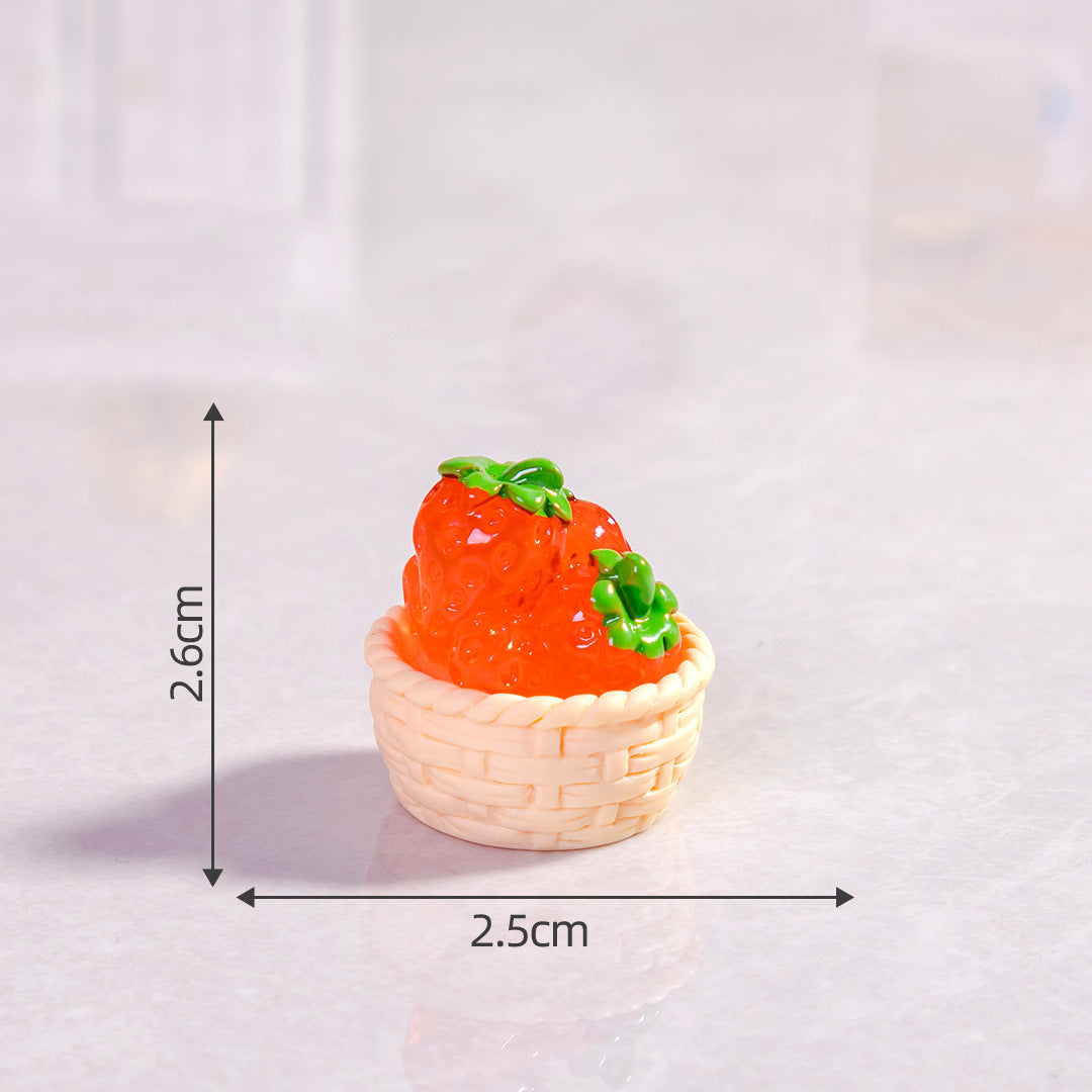 Fruit Basket Mini Luminous Desktop Car Small Ornament Handicraft DIY Resin