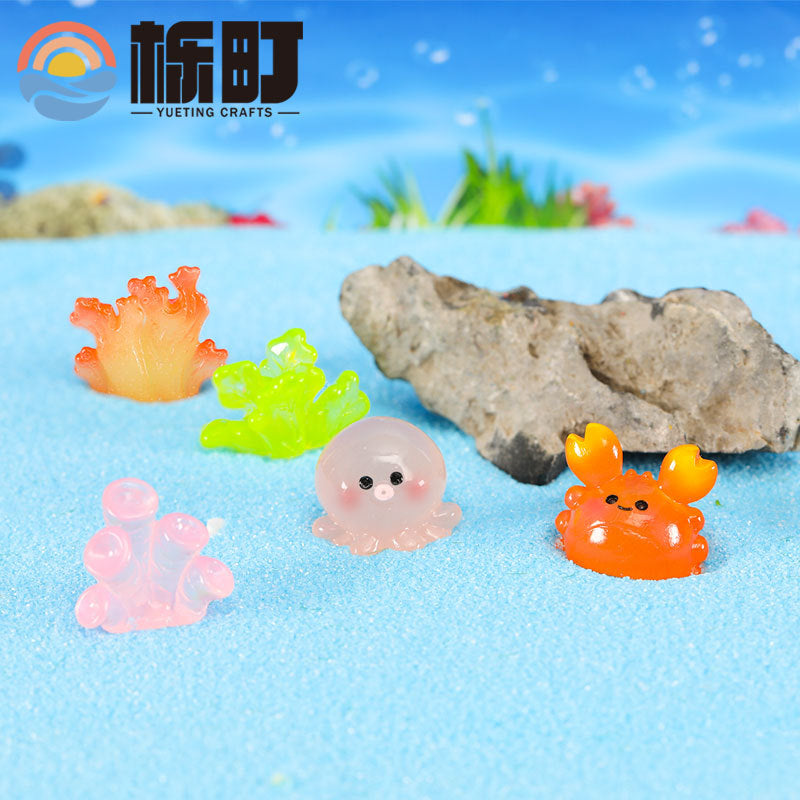 20pcs/Micro landscape ornament cute luminous marine animal resin accessories