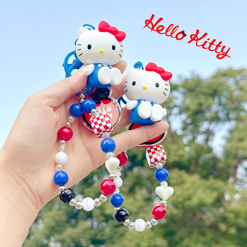 Kt Cat String Bead Chain Keychain Sanrio Cartoon Doll Bag Pendant