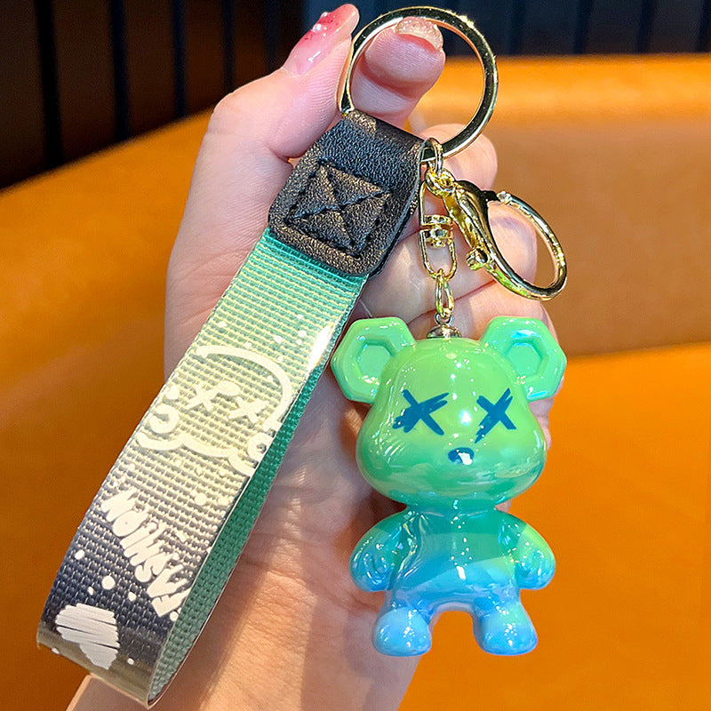 Gradual change color bear keychain car key chain bag pendant