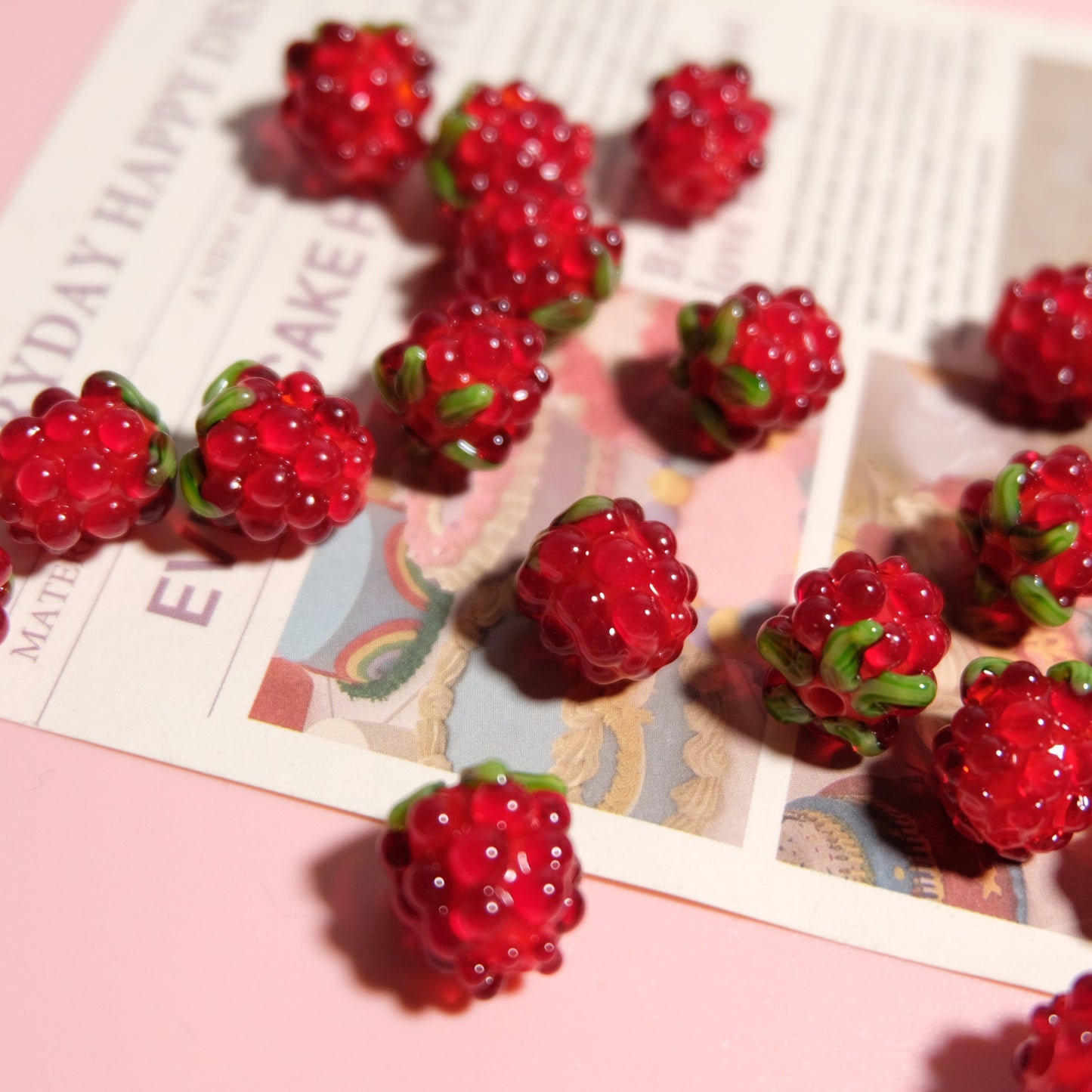 5pcs Raspberry glass beads raspberry mulberry pendant