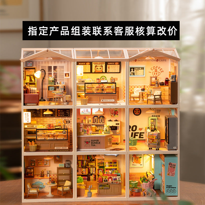 Super World Store DIY Hut Model Building Block Toy Three-dimensional Puzzle Educational Toy Gift