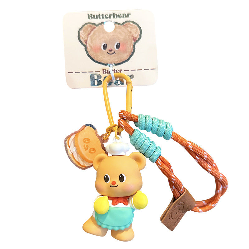 2025 New Genuine Dessert Master Thai Butter Bear Keychain Couple Keychain School Bag Pendant Women's