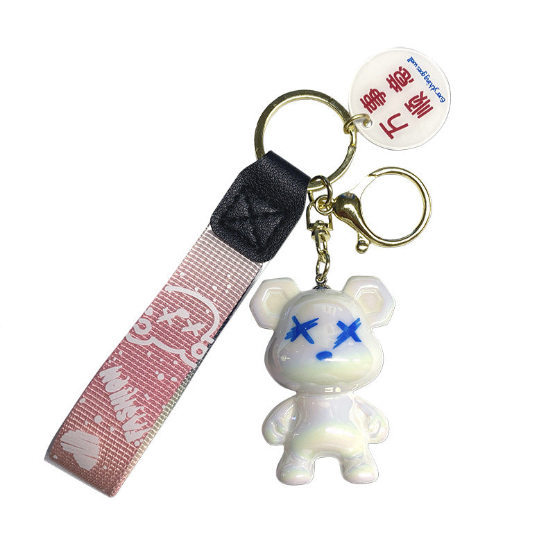 Gradual change color bear keychain car key chain bag pendant