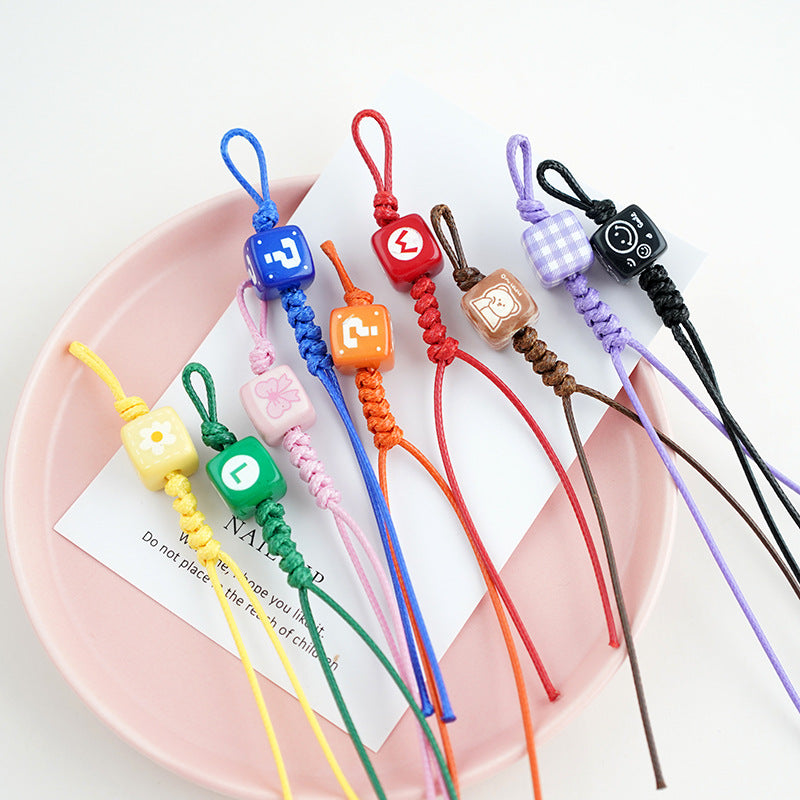 Retro Wax Cord Keychain Pendant Hand-woven