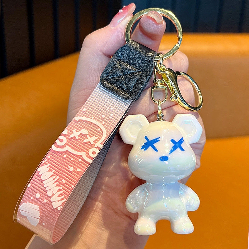 Gradual change color bear keychain car key chain bag pendant