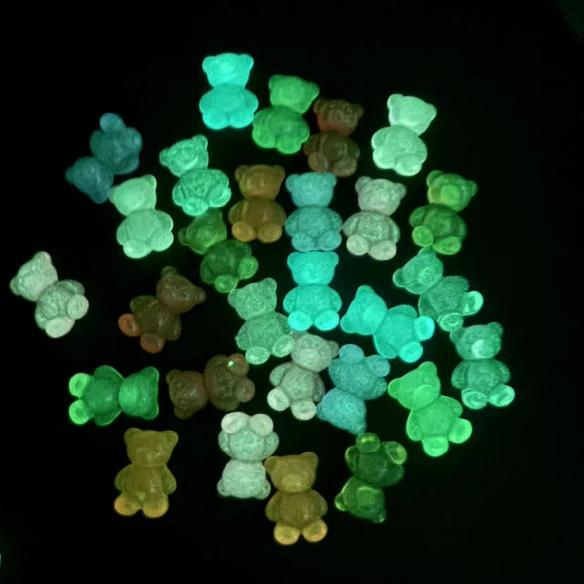 Luminous Transparent Bear Turtle Pair, Touch DIY Keychain.