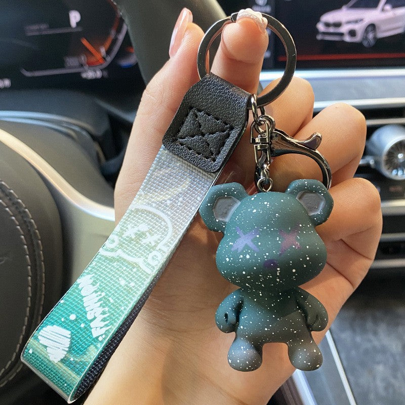 Gradual change color bear keychain car key chain bag pendant