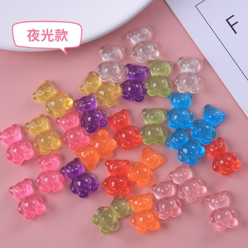 Luminous Transparent Bear Turtle Pair, Touch DIY Keychain.