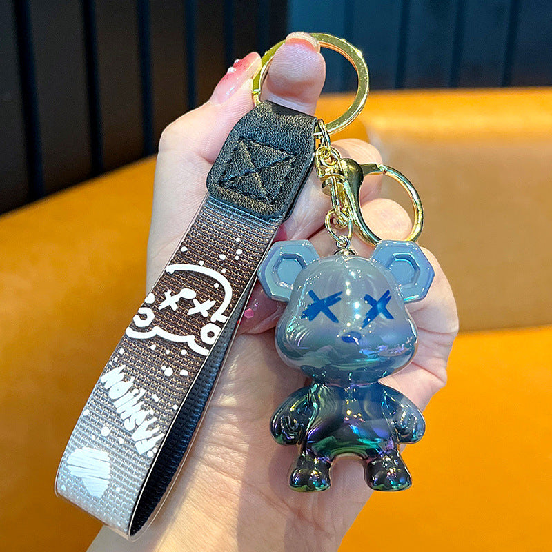 Gradual change color bear keychain car key chain bag pendant