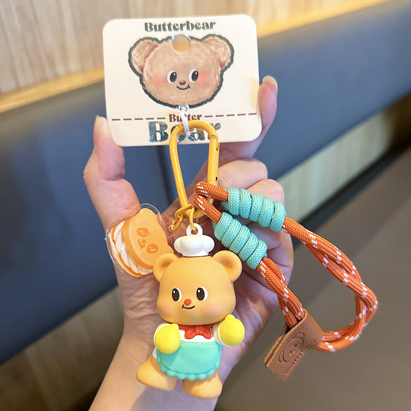 2025 New Genuine Dessert Master Thai Butter Bear Keychain Couple Keychain School Bag Pendant Women's
