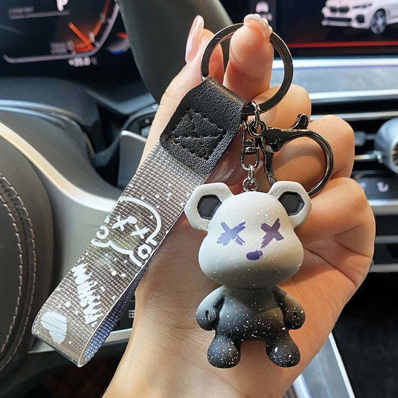 Gradual change color bear keychain car key chain bag pendant