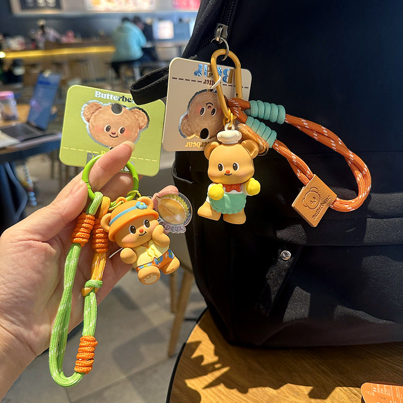 2025 New Genuine Dessert Master Thai Butter Bear Keychain Couple Keychain School Bag Pendant Women's