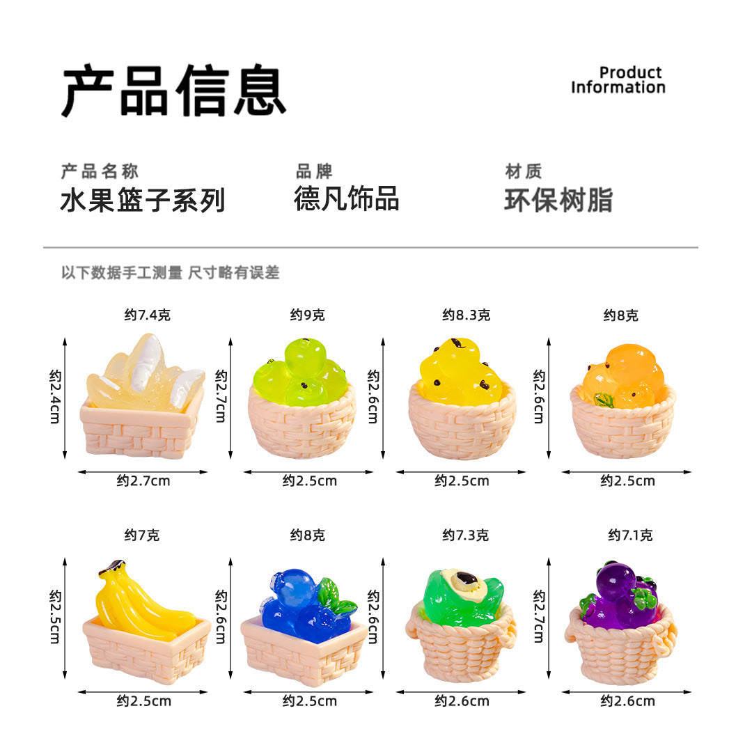 Fruit Basket Mini Luminous Desktop Car Small Ornament Handicraft DIY Resin