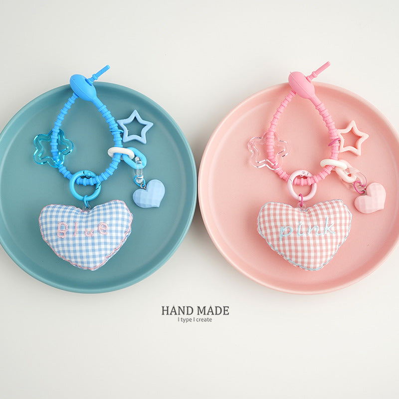 2PCS cute plush love pendant bag decorative keychain
