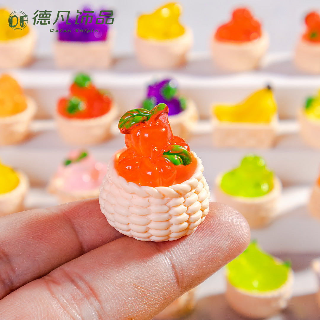 Fruit Basket Mini Luminous Desktop Car Small Ornament Handicraft DIY Resin