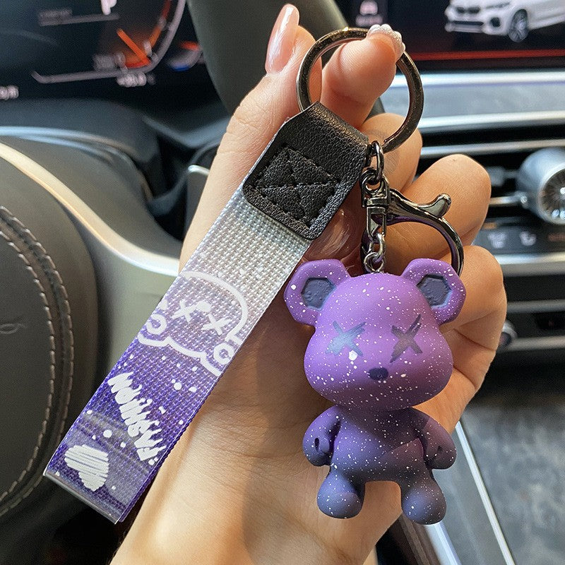 Gradual change color bear keychain car key chain bag pendant