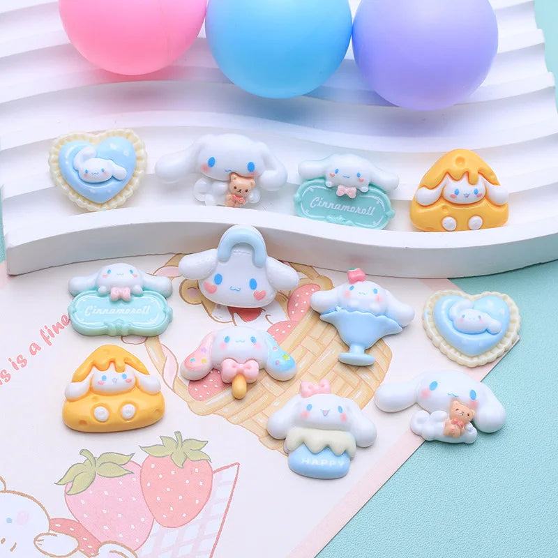 10 Pcs New Mini Kawaii Cartoon Big Eared Dog, Peach Heart Series Resin Scrapbook Diy Miniature Ornament Accessories A27