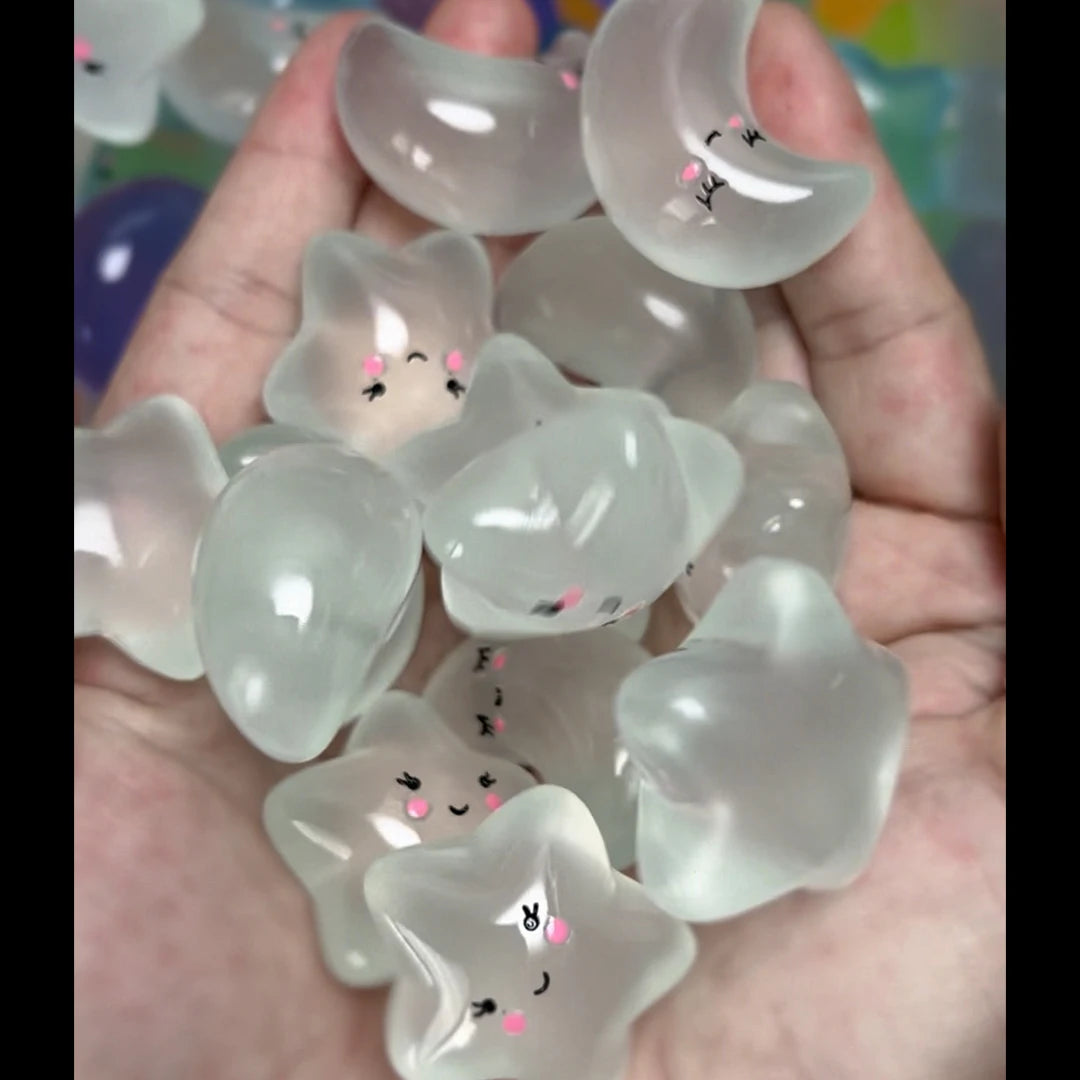 15pcs /3.5cm Luminous Cartoon Stars Moon Clouds DIY Jewelry Resin Accessories