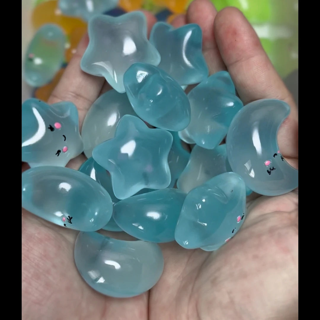 15pcs /3.5cm Luminous Cartoon Stars Moon Clouds DIY Jewelry Resin Accessories