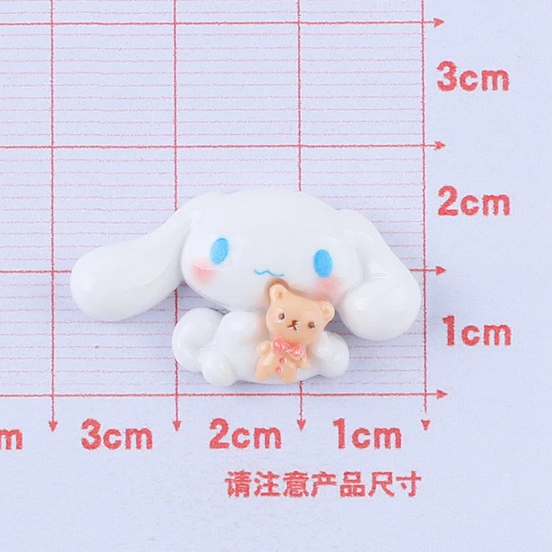 10 Pcs New Mini Kawaii Cartoon Big Eared Dog, Peach Heart Series Resin Scrapbook Diy Miniature Ornament Accessories A27