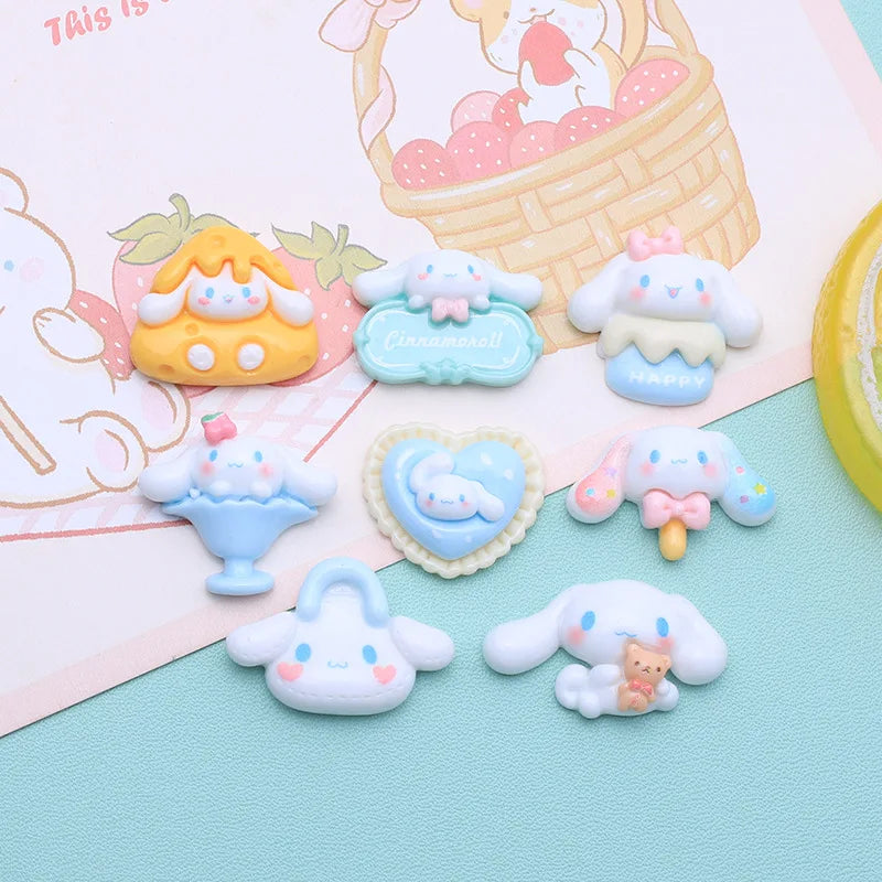 10 Pcs New Mini Kawaii Cartoon Big Eared Dog, Peach Heart Series Resin Scrapbook Diy Miniature Ornament Accessories A27