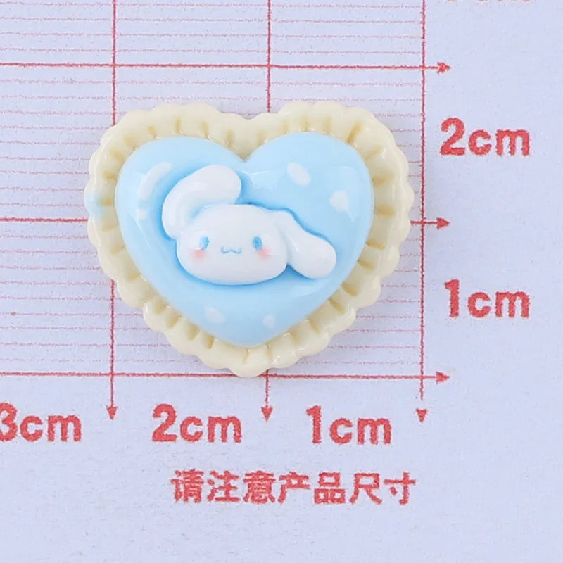 10 Pcs New Mini Kawaii Cartoon Big Eared Dog, Peach Heart Series Resin Scrapbook Diy Miniature Ornament Accessories A27