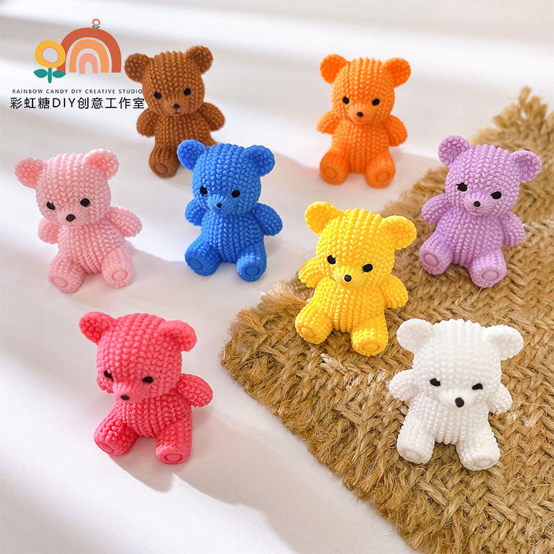 12pcs Summer Cartoon DIY Accessories Solid Color Bear