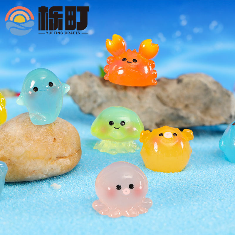 20pcs/Micro landscape ornament cute luminous marine animal resin accessories