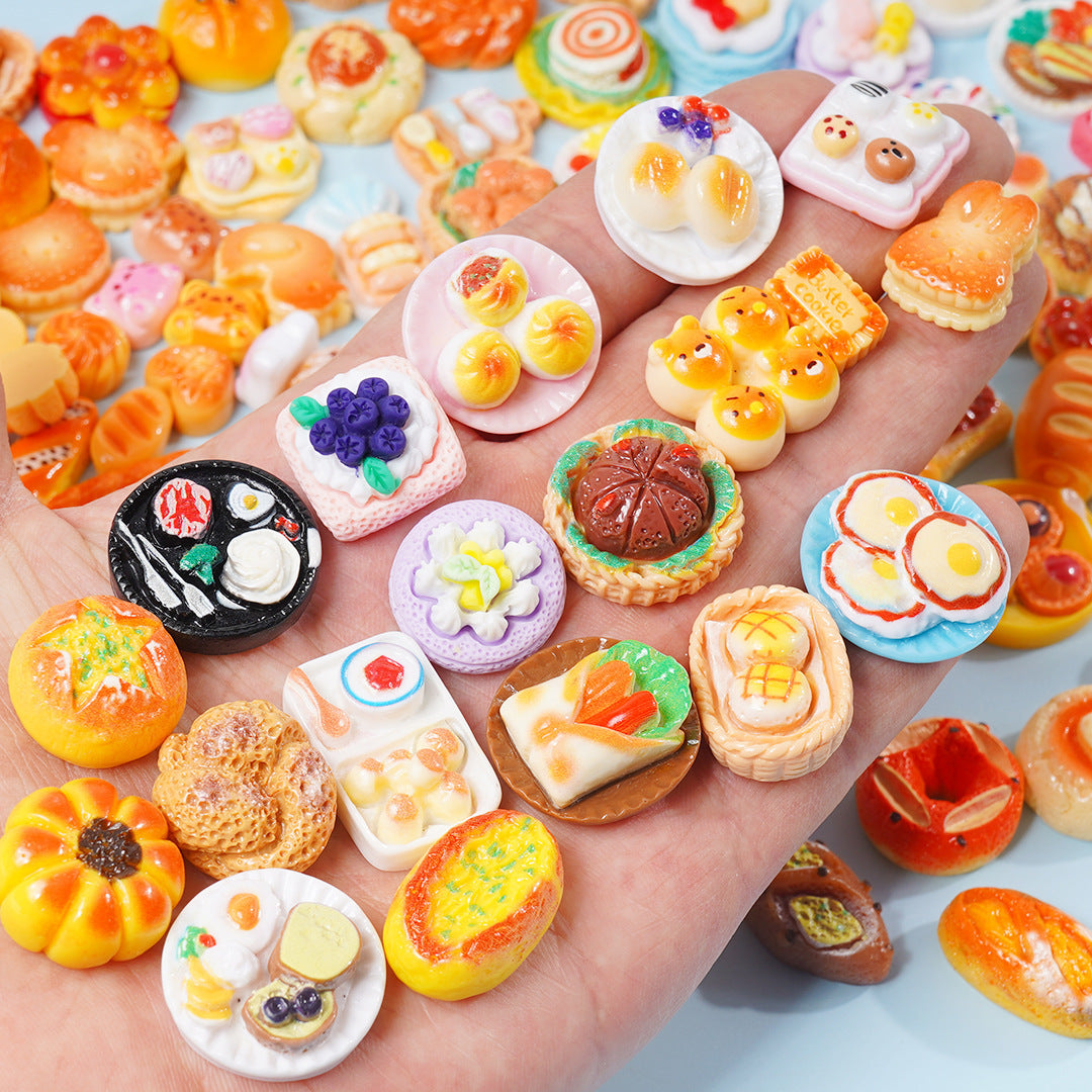 20PCS Simulated food and play miniature bread mixed DIY resin jewelry accessories toy supermarket