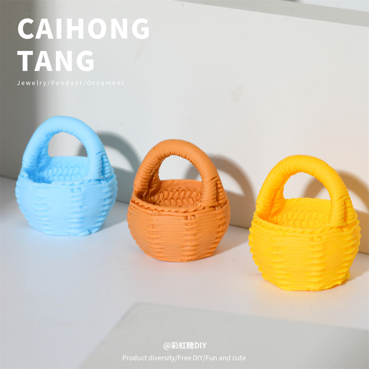 Color Portable Flower Basket Braided Basket, Keychain DIY Accessories