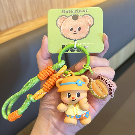 2025 New Genuine Dessert Master Thai Butter Bear Keychain Couple Keychain School Bag Pendant Women's