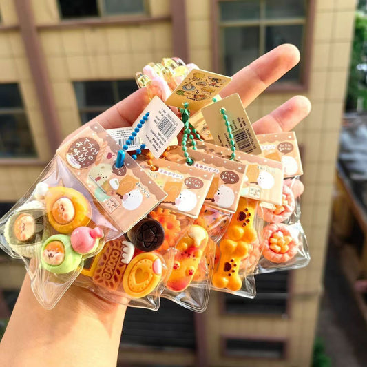 Creative bread food game pendant decompression cute mobile phone chain keychain