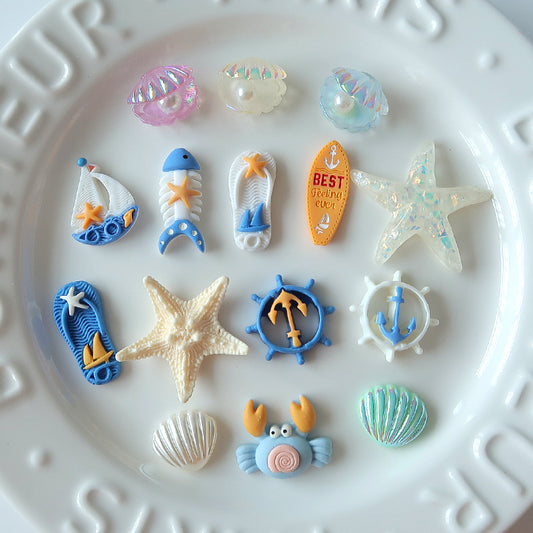 Hot-selling Ocean Wind Series Sailing Boat Anchor Resin Accessories DIY Mobile Phone Case Keychain Manual Material Wholesale