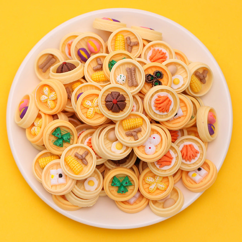 20Pcs/cream Glue DIY Accessories, Handmade Materials Simulation Bread Sushi Biscuits Mixed Snacks