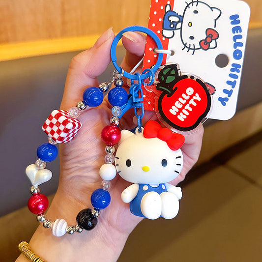 Kt Cat String Bead Chain Keychain Sanrio Cartoon Doll Bag Pendant