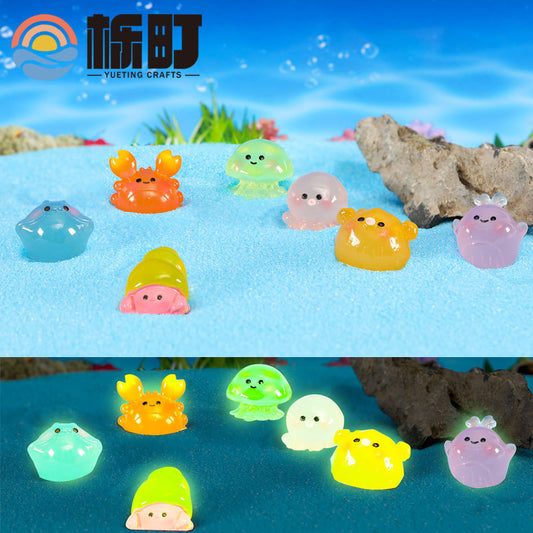 20pcs/Micro landscape ornament cute luminous marine animal resin accessories