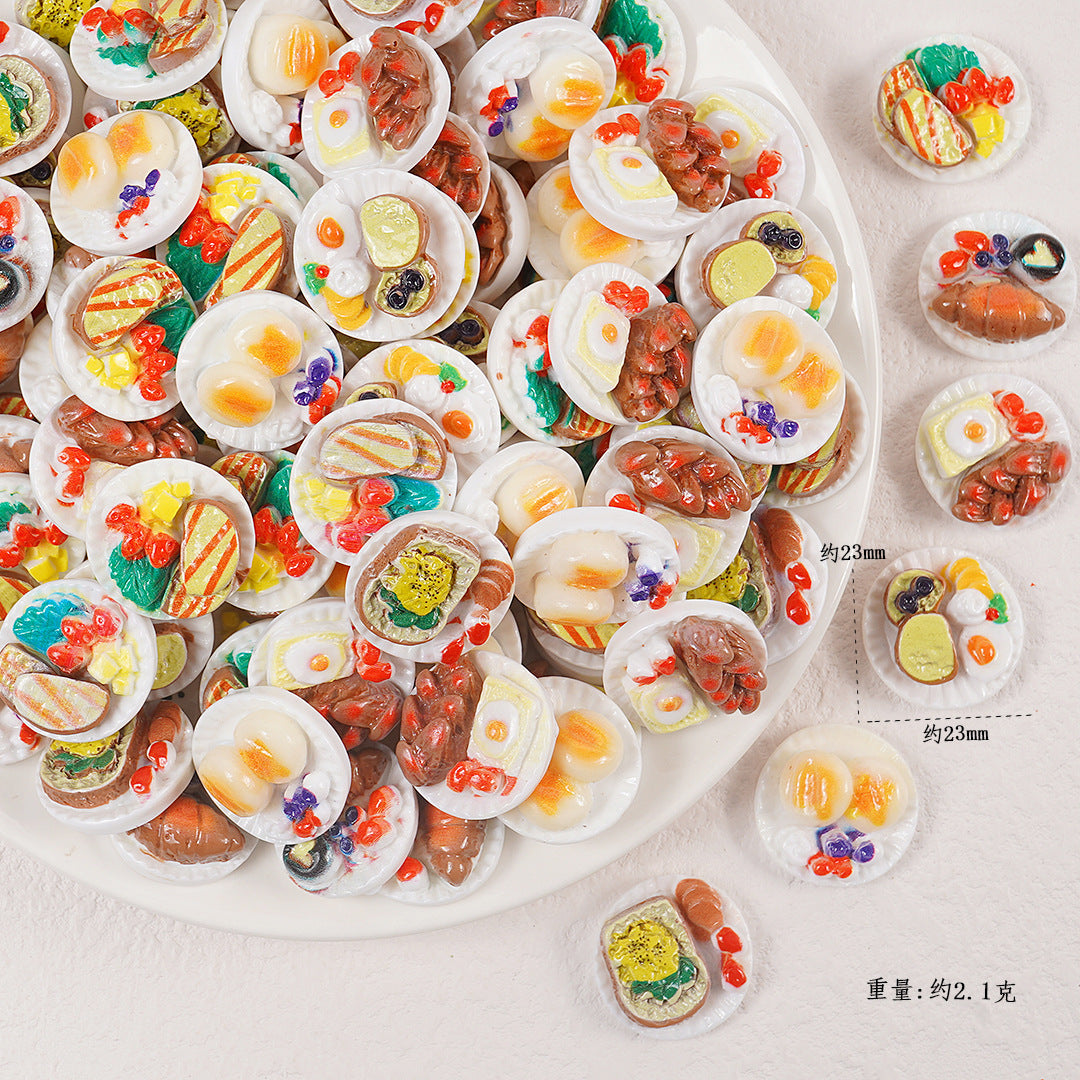 20PCS Simulated food and play miniature bread mixed DIY resin jewelry accessories toy supermarket