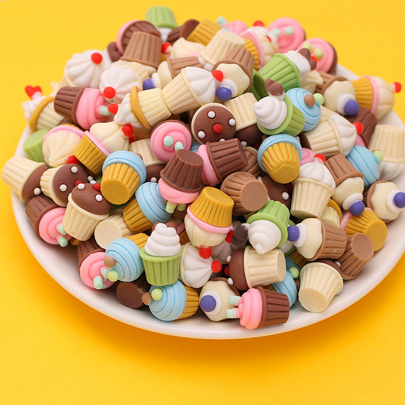 20Pcs/cream Glue DIY Accessories, Handmade Materials Simulation Bread Sushi Biscuits Mixed Snacks