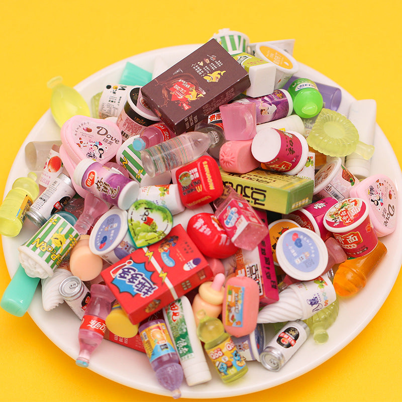 20Pcs/cream Glue DIY Accessories, Handmade Materials Simulation Bread Sushi Biscuits Mixed Snacks