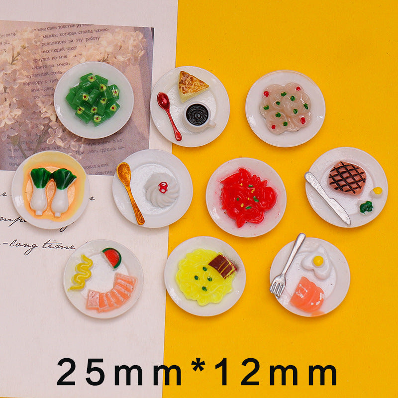 20Pcs/cream Glue DIY Accessories, Handmade Materials Simulation Bread Sushi Biscuits Mixed Snacks
